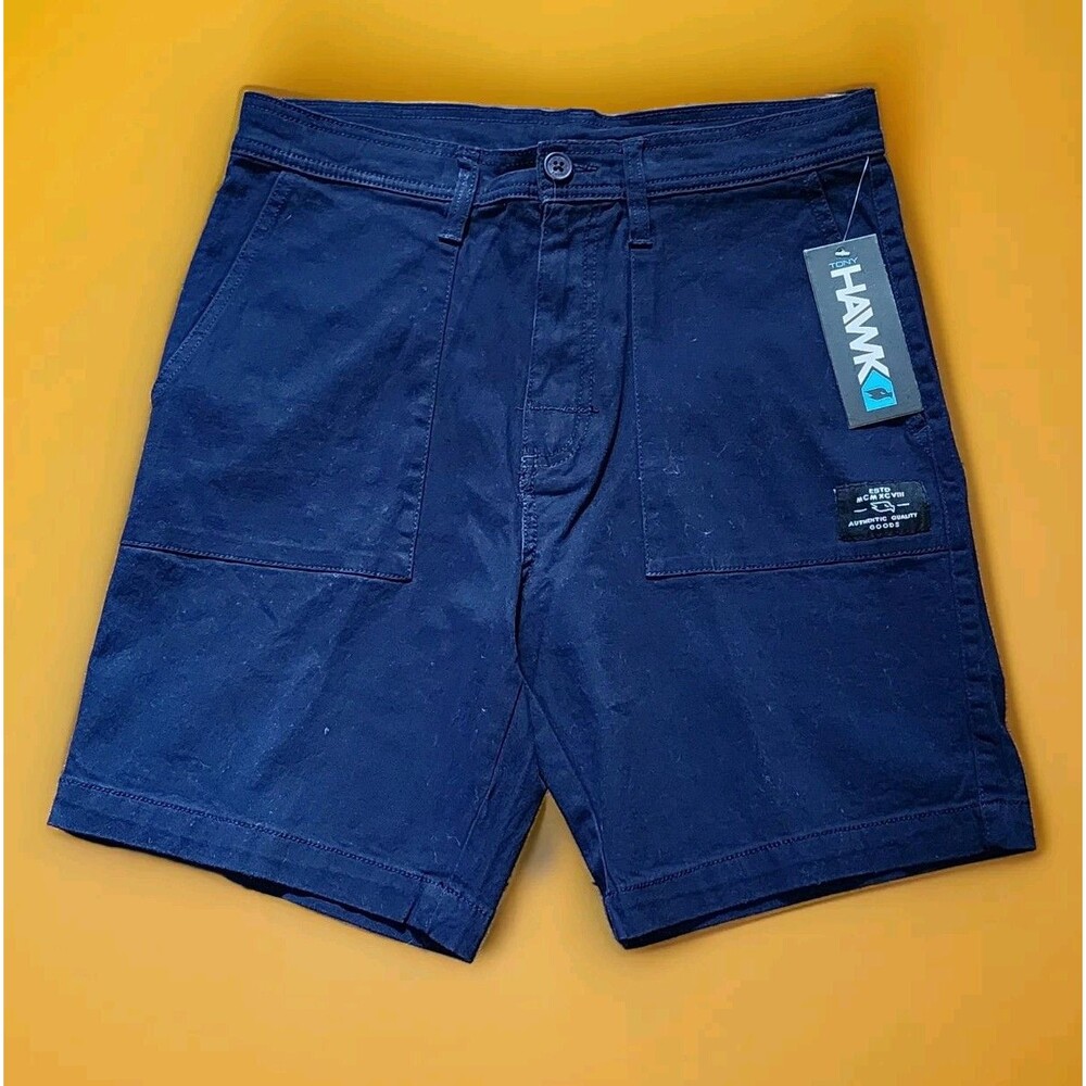 NEW Tony Hawk Mens Stretch Twill Shorts - Size 30 - Navy Blue